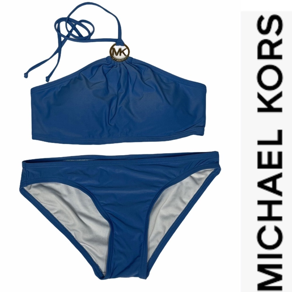 MICHAEL Michael Kors Blueish/Purp Halter Bikini xs